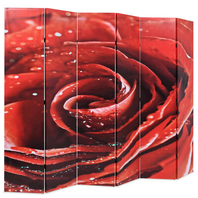 vidaXL Sklopiva sobna pregrada sa slikom crvene ruže 228 x 170 cm