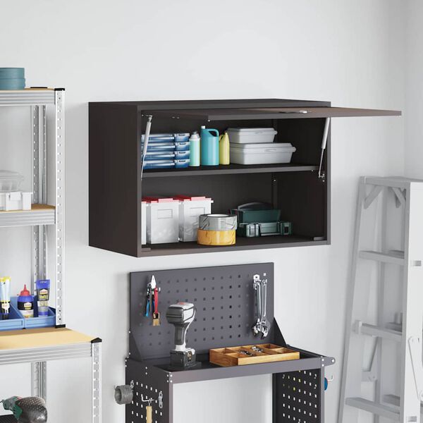 vidaXL Ormar za zid u garaži Crna 80 x 40 x 53 cm Čelik s prahom