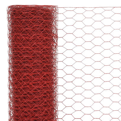vidaXL Žičana mreža od čelika s PVC oblogom za kokoši 25 x 1,2 m crvena