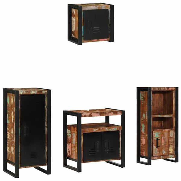 vidaXL Set namje&scaron;taja za kupaonicu 4 pcs Čvrsto drvo iz reciklaže