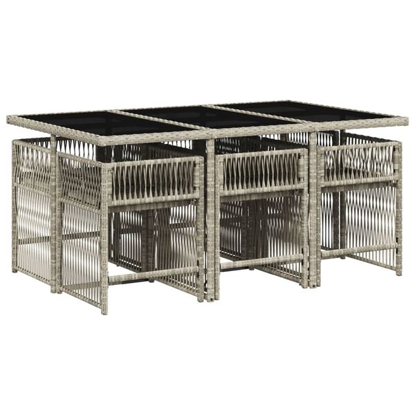 vidaXL 7-dijelni vrtni blagovaonski set od poliratana s jastucima sivi