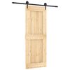 vidaXL Klizna vrata Prirodna i crna 80 x 210 cm Čvrsta borovina