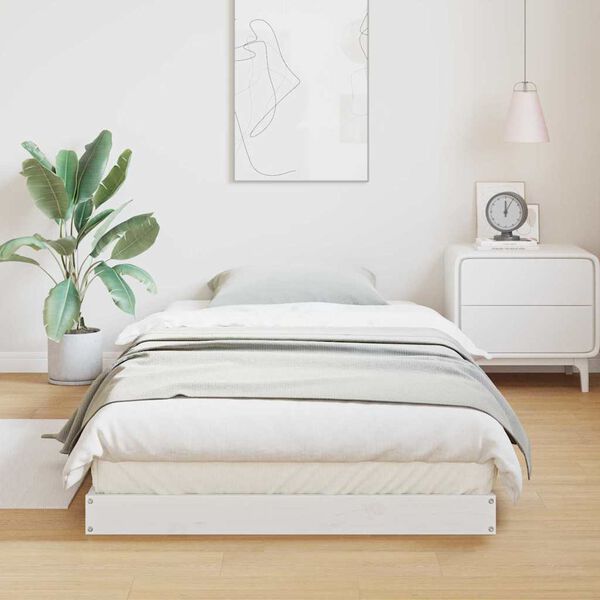 vidaXL Krevet s daskama Bijelo 213.5 x 104 x 9 cm Čvrsto borovo drvo