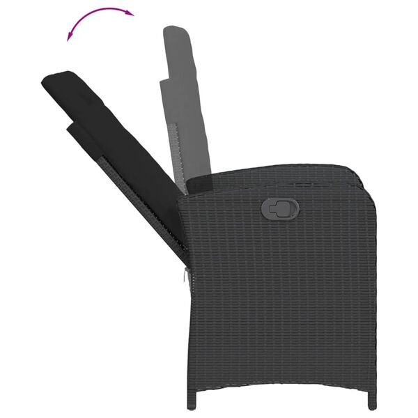 vidaXL 9-dijelni vrtni blagovaonski set s jastucima crni od poliratana