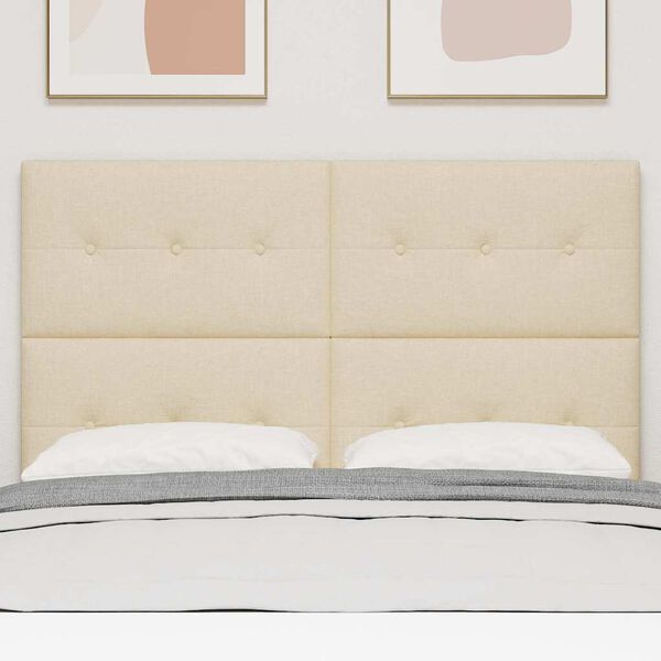 vidaXL LED glava kreveta s LED trakama Krema 160 cm tkanina