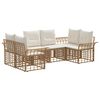 vidaXL Set vanjskih sofa 6 kom. Prirodna i krema bijela Poliester