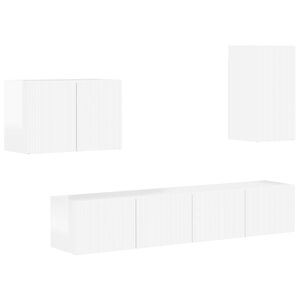 vidaXL Set zidnog ormarića za TV Zidne 4 pcs Visoki sjaj bijela