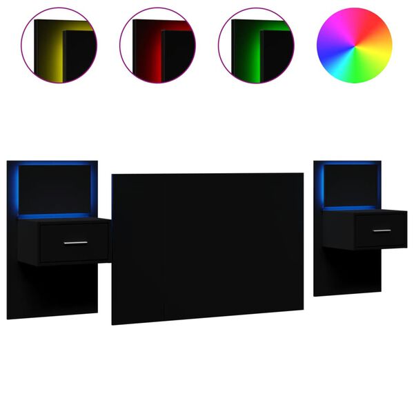 vidaXL Uzglavlje za krevet s ormarićima crno 120 cm drveno