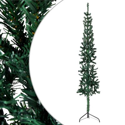 vidaXL Tanka umjetna polovica božićnog drvca sa stalkom zelena 180 cm