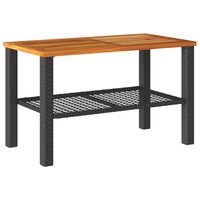 vidaXL Vrtni stol crni 70 x 38 x 42 cm od poliratana i drva bagrema