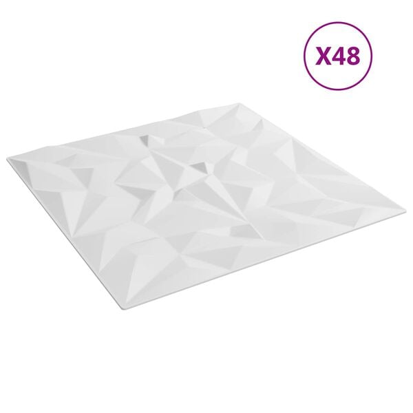vidaXL Zidne panele 48 pcs Bijeli 50 x 50 cm XPS pjena