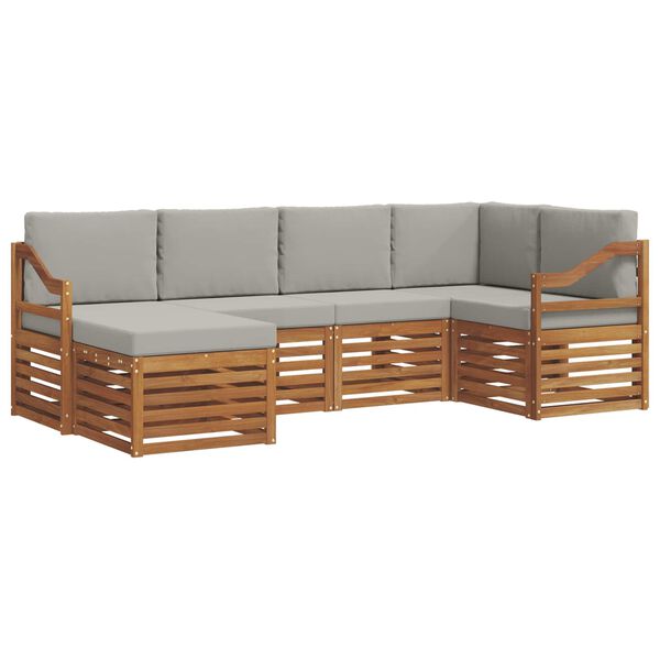 vidaXL Setovi sofa 6 pcs Prirodna i svijetlo siva Čvrsto drvo akacije