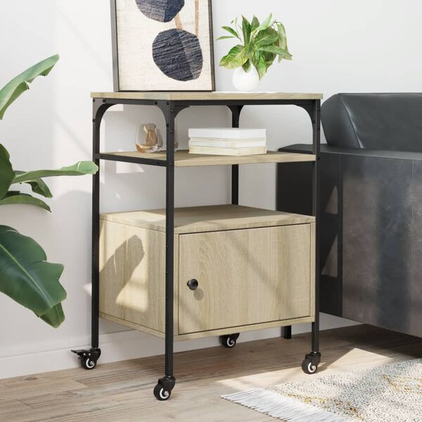 vidaXL Stalak za pisač 3 razine boja hrasta sonome 50x40x76 cm drveni