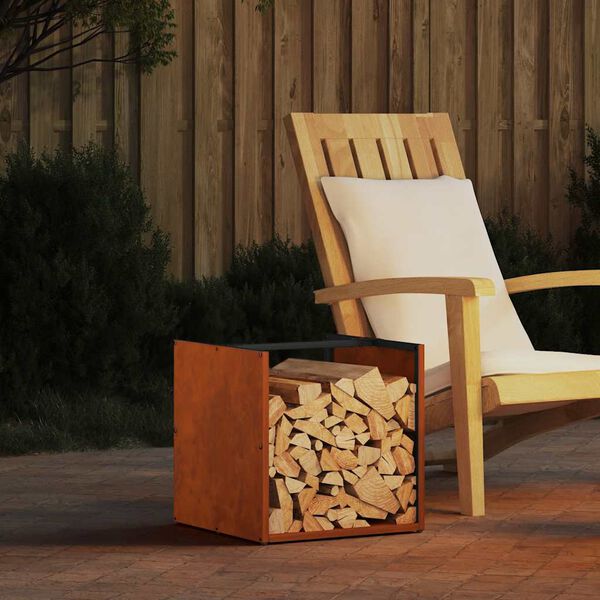 vidaXL Stalak za drva za ogrjev 40x40x40 cm pohabani čelik