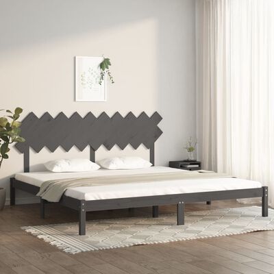 vidaXL Okvir za krevet sivi 200 x 200 cm od masivne borovine