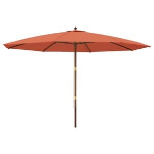 vidaXL Vrtni suncobran s drvenim stupom terakota 400x273 cm
