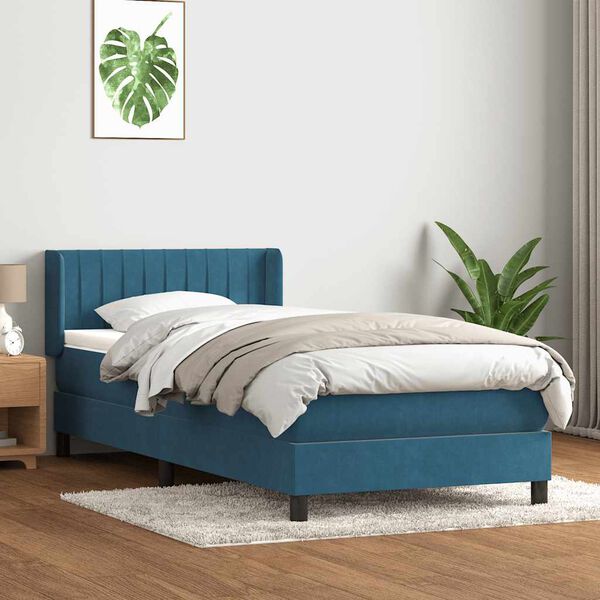 vidaXL Box Spring krevet s madracem tamnoplavi 90x210 cm bar&scaron;un