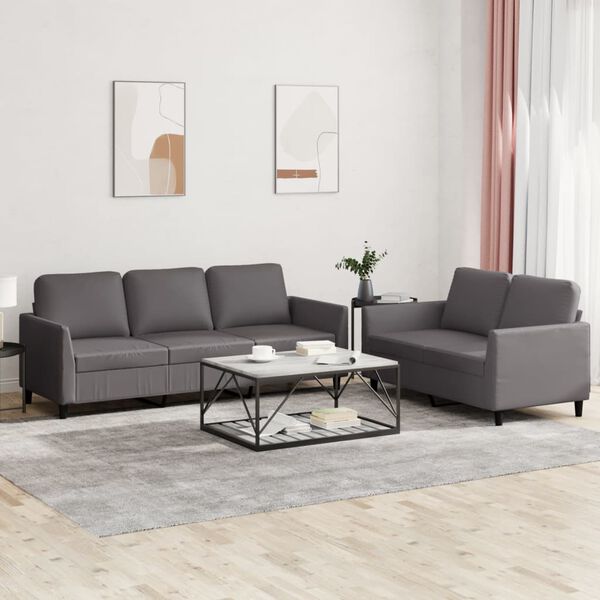 vidaXL 2-dijelni set sofa s jastucima sivi od umjetne kože