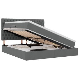 vidaXL Krevet s prostorom za pohranu s LED-om Tamno siva 160 x 200 cm