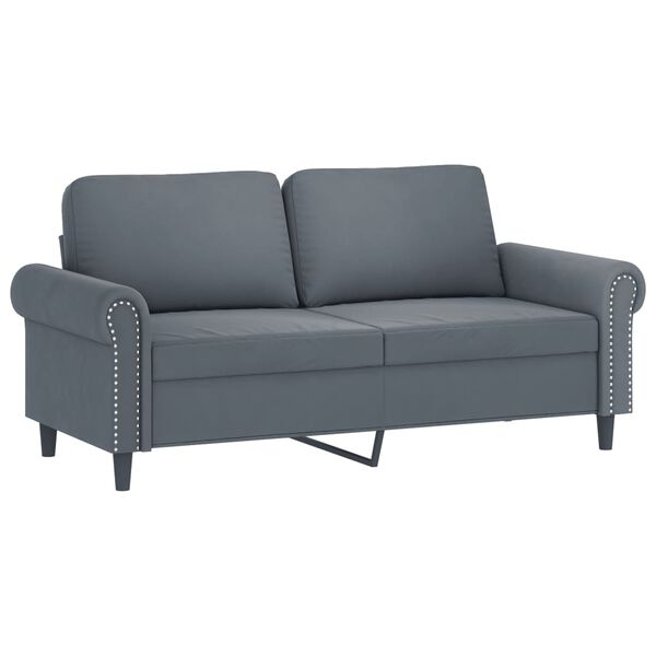 vidaXL 2-dijelni set sofa s jastucima tamnosivi bar&scaron;unasti