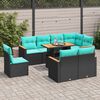 vidaXL 9-dijelni set vrtnih sofa s jastucima crni od poliratana