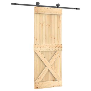 vidaXL Klizna vrata 80 x 210 cm Čvrsta borovina (neobrađena)