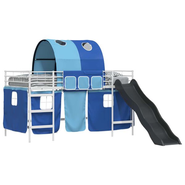 vidaXL Okvir Krevet za Dječji Loft Bijela i Plava 79,5 x 200 cm Metal