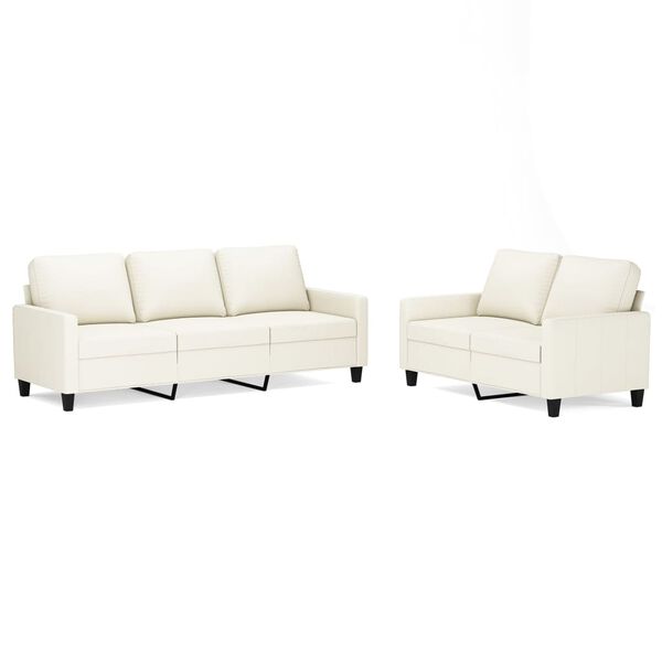 vidaXL 2-dijelni set sofa s jastucima krem od umjetne kože