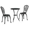 vidaXL Bistro set za vrt 3 pcs Crna Aluminij
