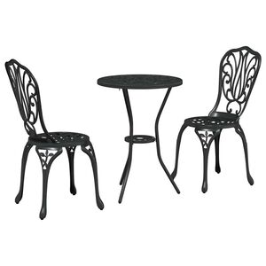 vidaXL Bistro set za vrt 3 pcs Crna Aluminij
