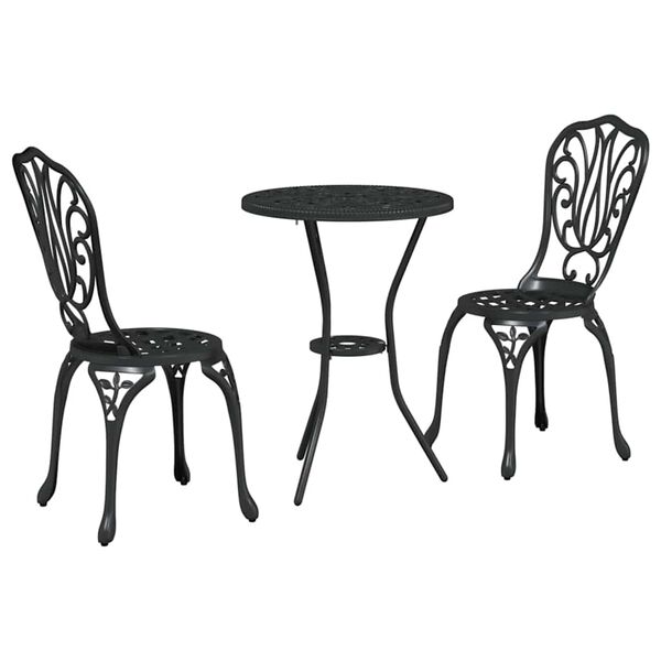 vidaXL Bistro set za vrt 3 pcs Crna Aluminij