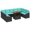 vidaXL Vrtni set za objed s jastukom 10 pcs Crna i Plavozelena