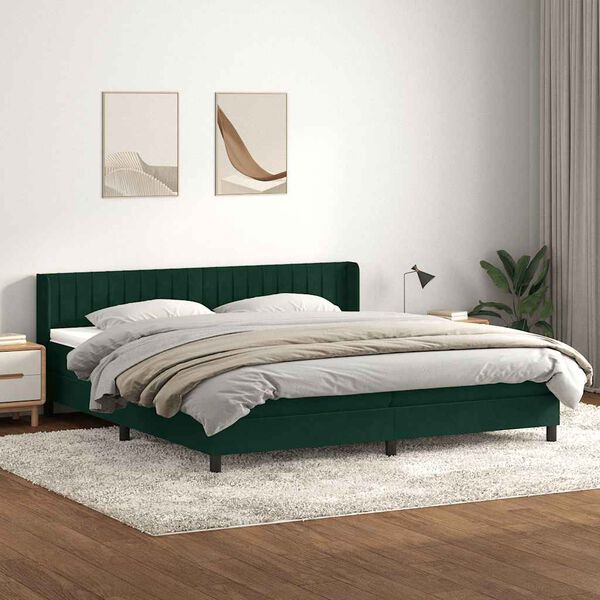 vidaXL Box Spring krevet s madracem tamno zeleni 180x220 cm bar&scaron;un