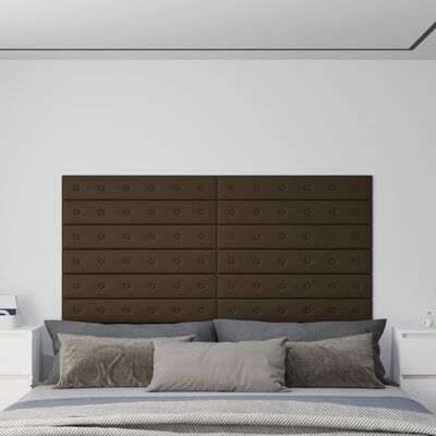 vidaXL Zidne ploče od umjetne kože 12 kom smeđe 90 x 15 cm 1,62 m²
