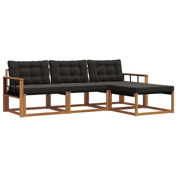 vidaXL Set vanjskih sofa s jastukom 4 pcs Prirodna i crna