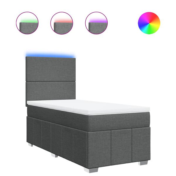 vidaXL Krevet s oprugama i madracem tamnosivi 100 x 200 cm od tkanine