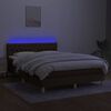 vidaXL Krevet box spring s madracem LED tamnosmeđi 140x200 cm tkanina