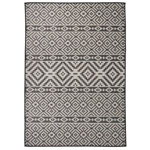 vidaXL Vanjski tepih ravnog tkanja 140 x 200 cm crne pruge