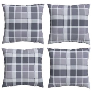 vidaXL Jastučić za van Kockasto 4 pcs Sivi karirani 40 x 40 cm Tkanina