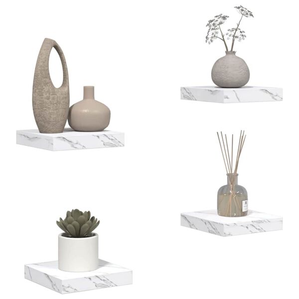 vidaXL Polica na zidu Zidne 4 pcs Bijeli mramor 23 x 23,5 x 4 cm