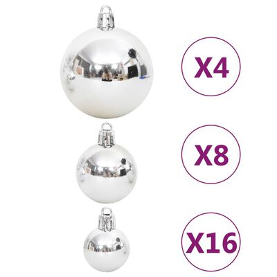 vidaXL Set božićnih kuglica od 108 komada srebrne i bijele