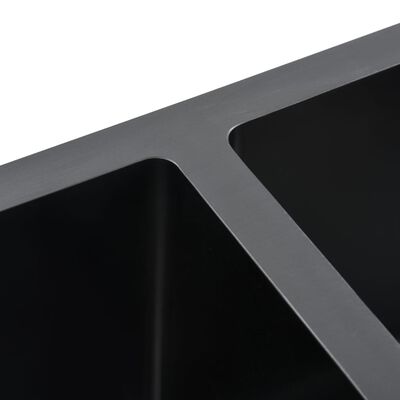 vidaXL Ručno rađeni kuhinjski sudoper od nehrđajućeg čelika crni