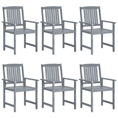 vidaXL Vrtne stolice 6 kom sive od masivnog drva bagrema