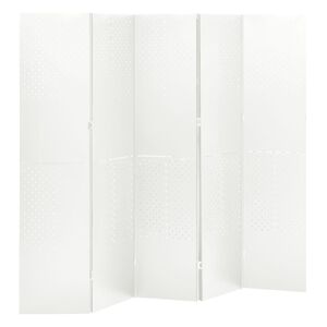 vidaXL Sobna pregrada s 5 panela bijela 200 x 180 cm čelična