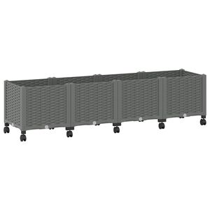 vidaXL Vrtni saksija s kotačima Svjetlosiva 160 x 40 x 48 cm PP