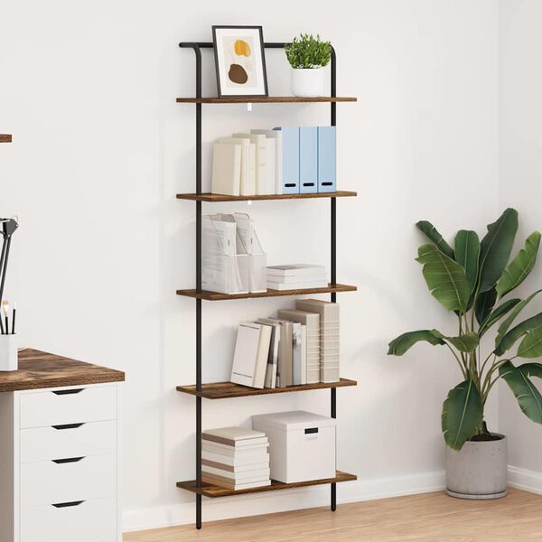 vidaXL Polica Dimljeni hrast 60 x 24 x 168 cm Konstruirano drvo