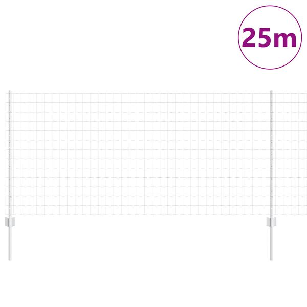 vidaXL Ograda s postovima Srebrno 1 x 25 m Čelik
