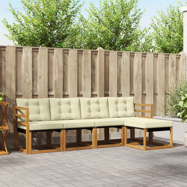vidaXL Set vanjskih sofa s jastukom 5 pcs Prirodna i krem