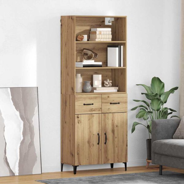 vidaXL Highboard Umjetnički hrast 69,5 x 34 x 180 cm Konstruirano drvo