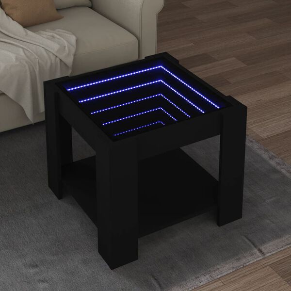 vidaXL Stolić za kavu LED crni 53x53x45 cm od konstruiranog drva